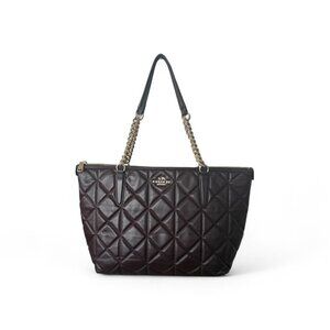 Coach Ava Chain Quilted Leather Tote in Rich Oxblood